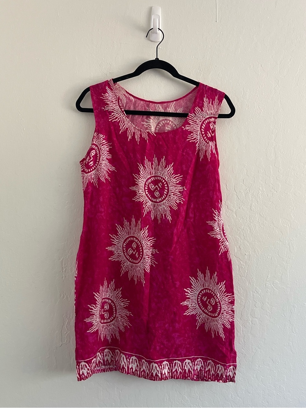 Unbranded Boho Bohemian Pink Sun Print Sleeveless Summer Mini Dress Size Medium